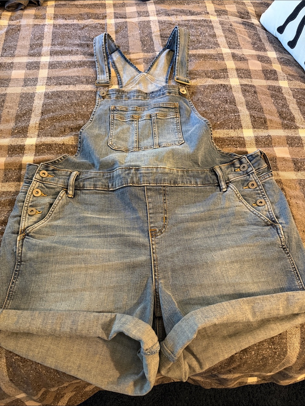 Torrid Light Wash Denim Overall Shorts